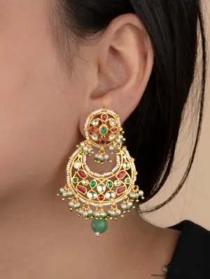 Multicolor Gold Plated Jadau Kundan Earrings - ME1171M