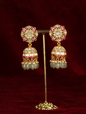 Multicolor Gold Plated Jadau Kundan Earrings - ME1330M