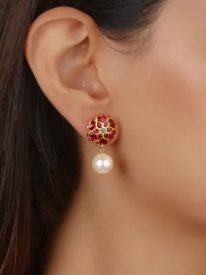 Multicolor Gold Plated Jadau Kundan Earrings - ME1376