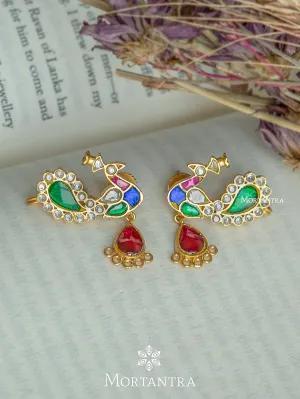 Multicolor Gold Plated Jadau Kundan Earrings - ME762M
