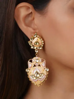 Multicolor Gold Plated Jadau Kundan Earrings - ME908A