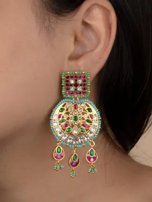 Multicolor Gold Plated Mishr Earrings - MR-E184M