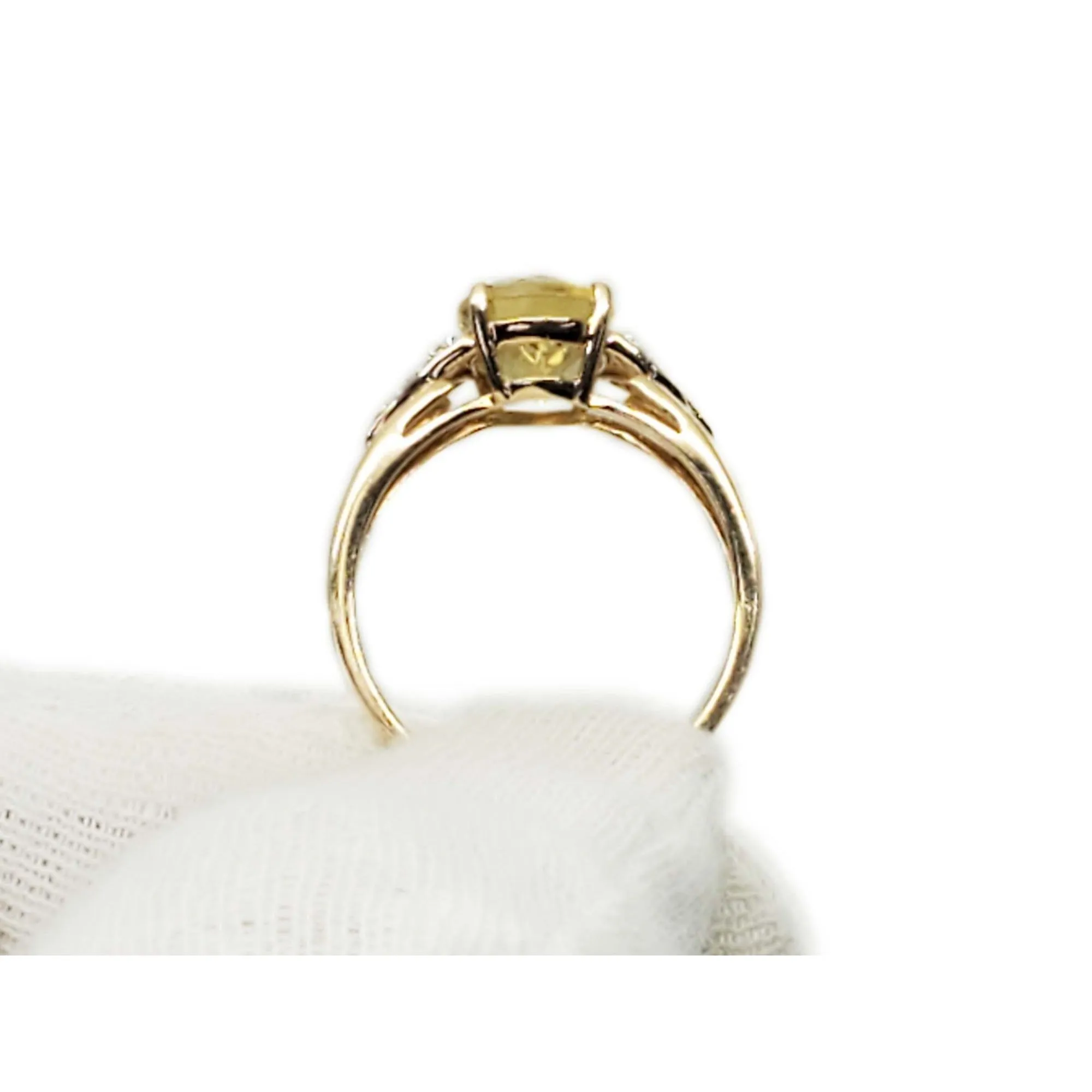 Natural Oval Citrine & Diamond Accent Ring 14k Gold Size 9
