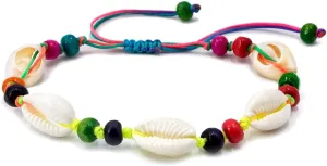 Natural Rainbow Color Shell Anklets for Girls/Teen/Women with Adjustable Size, Perfect for Summer Vacations & Everyday Style