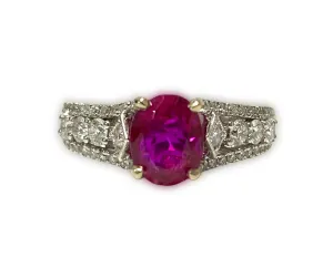 No Heat Burma Ruby Oval Ring 1.63 Cts
