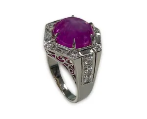 No Heat Burma Ruby Star Ring 9.13 Cts