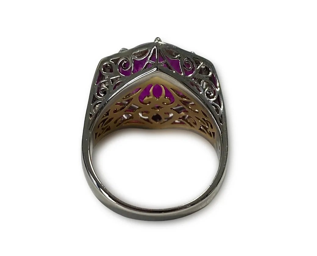 No Heat Burma Ruby Star Ring 9.13 Cts
