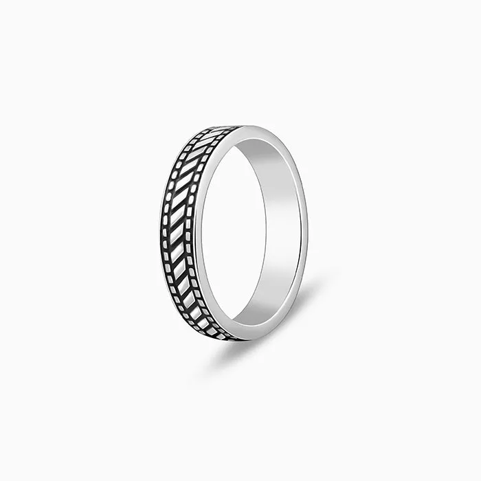 Oxidised Silver Road Warrior Ring For Him
