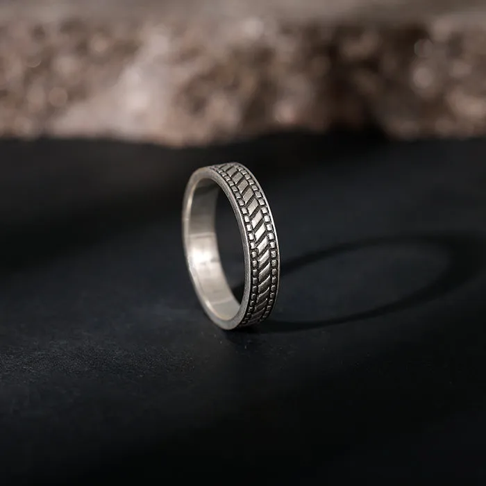 Oxidised Silver Road Warrior Ring For Him