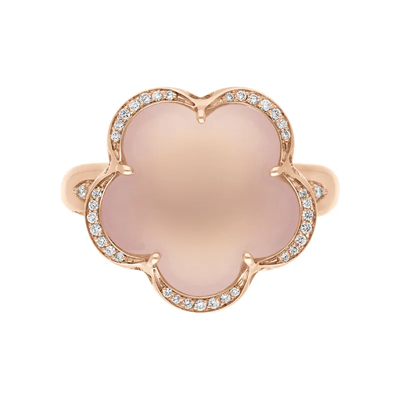 Pasquale Bruni Bon Ton 18ct Rose Gold Diamond Rose Quartz Ring