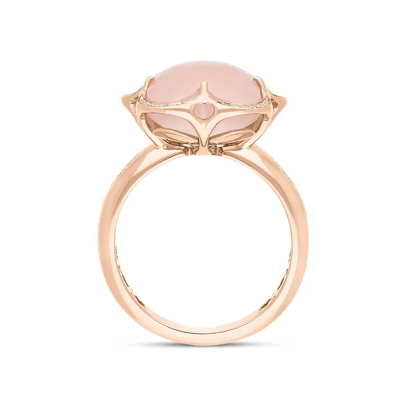 Pasquale Bruni Bon Ton 18ct Rose Gold Diamond Rose Quartz Ring