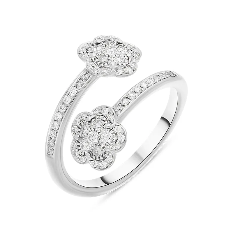 Pasquale Bruni Figlia Dei Fiori 18ct White Gold 0.47ct Diamond Flower Ring