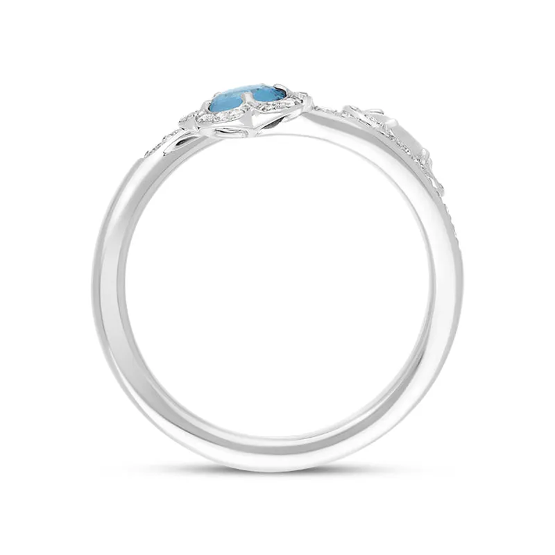 Pasquale Bruni Figlia Dei Fiori 18ct White Gold Moonstone London Blue Topaz Diamond Flower Ring D