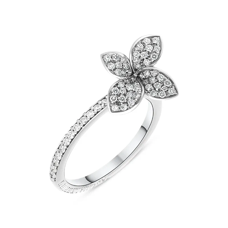 Pasquale Bruni Petit Garden 18ct White Gold 0.49ct Diamond Flower Ring