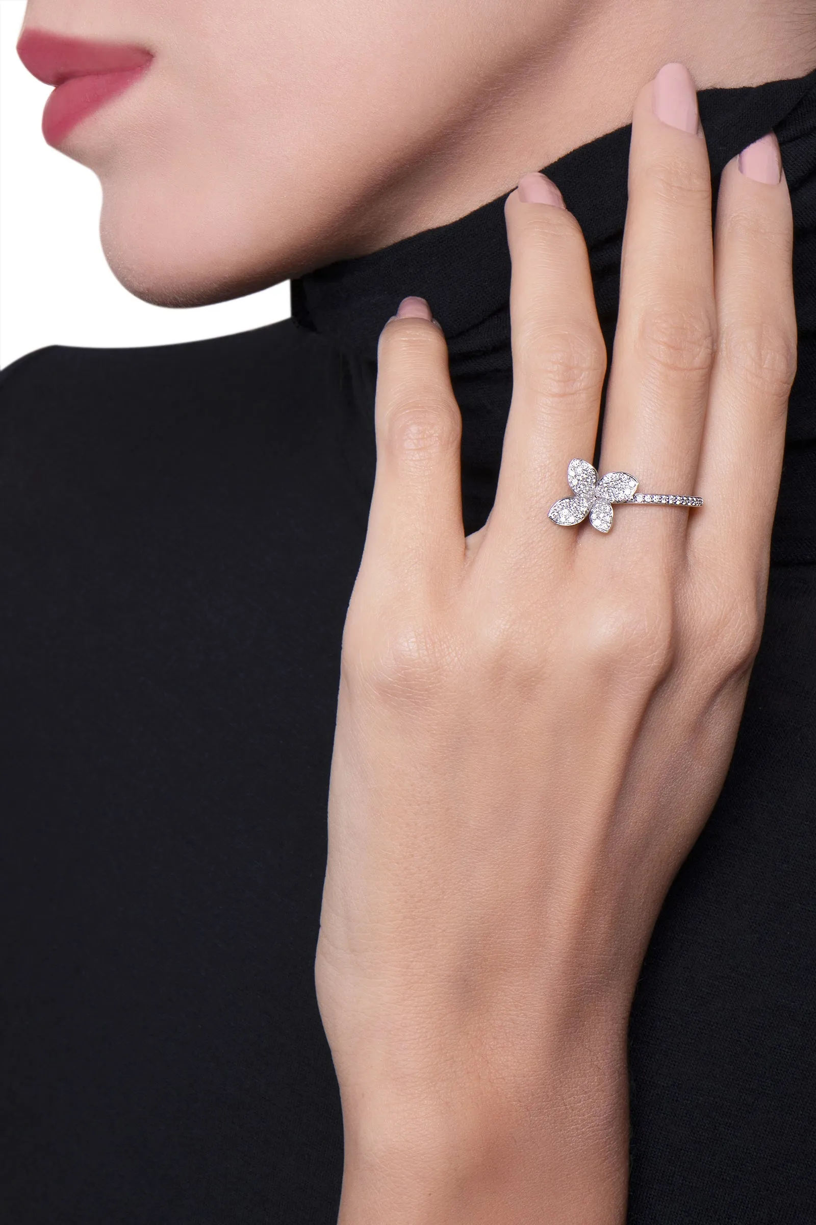 Pasquale Bruni Petit Garden 18ct White Gold 0.49ct Diamond Flower Ring