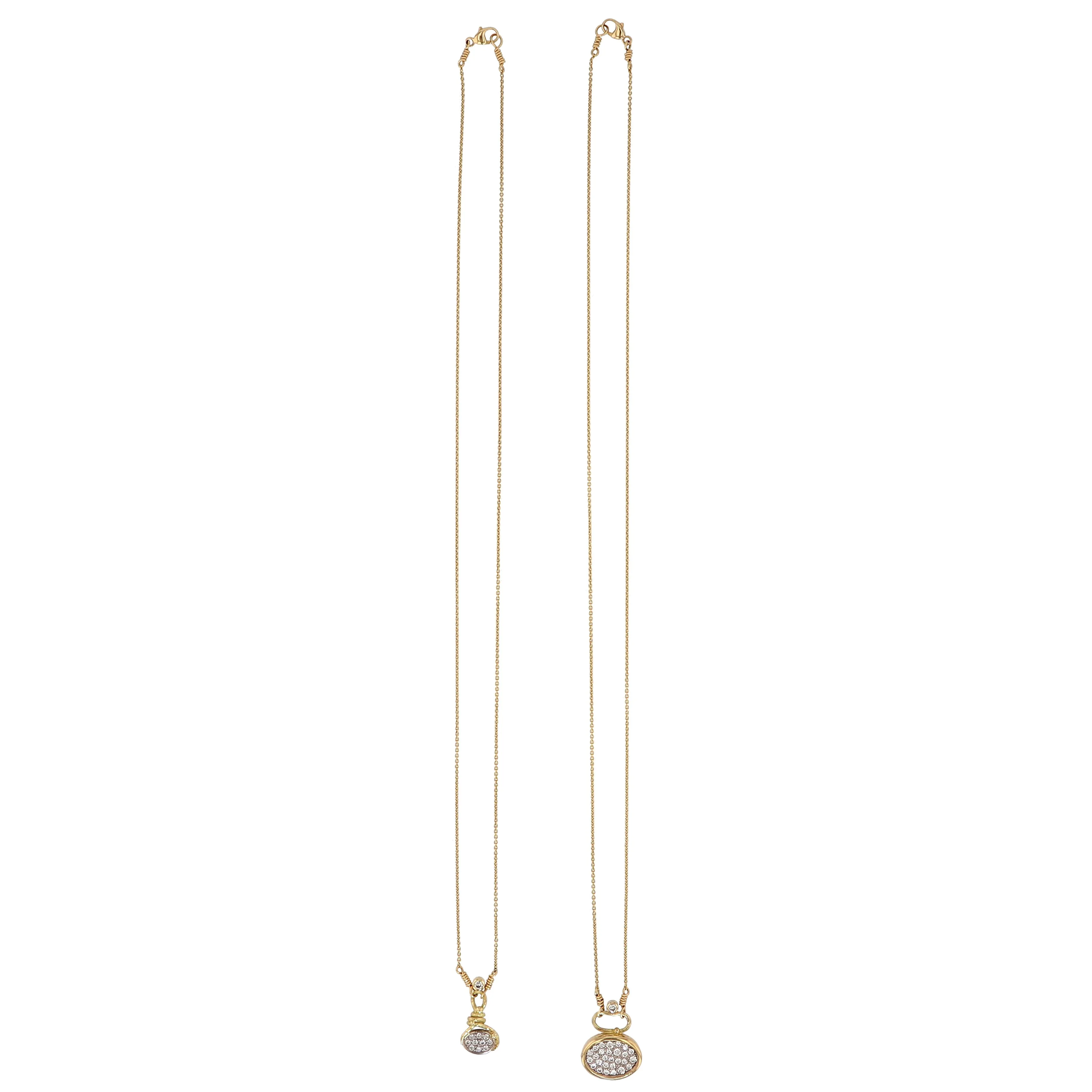 Pav?? 18K & 22K Gold & Whitegold Necklace w. 28 Diamonds