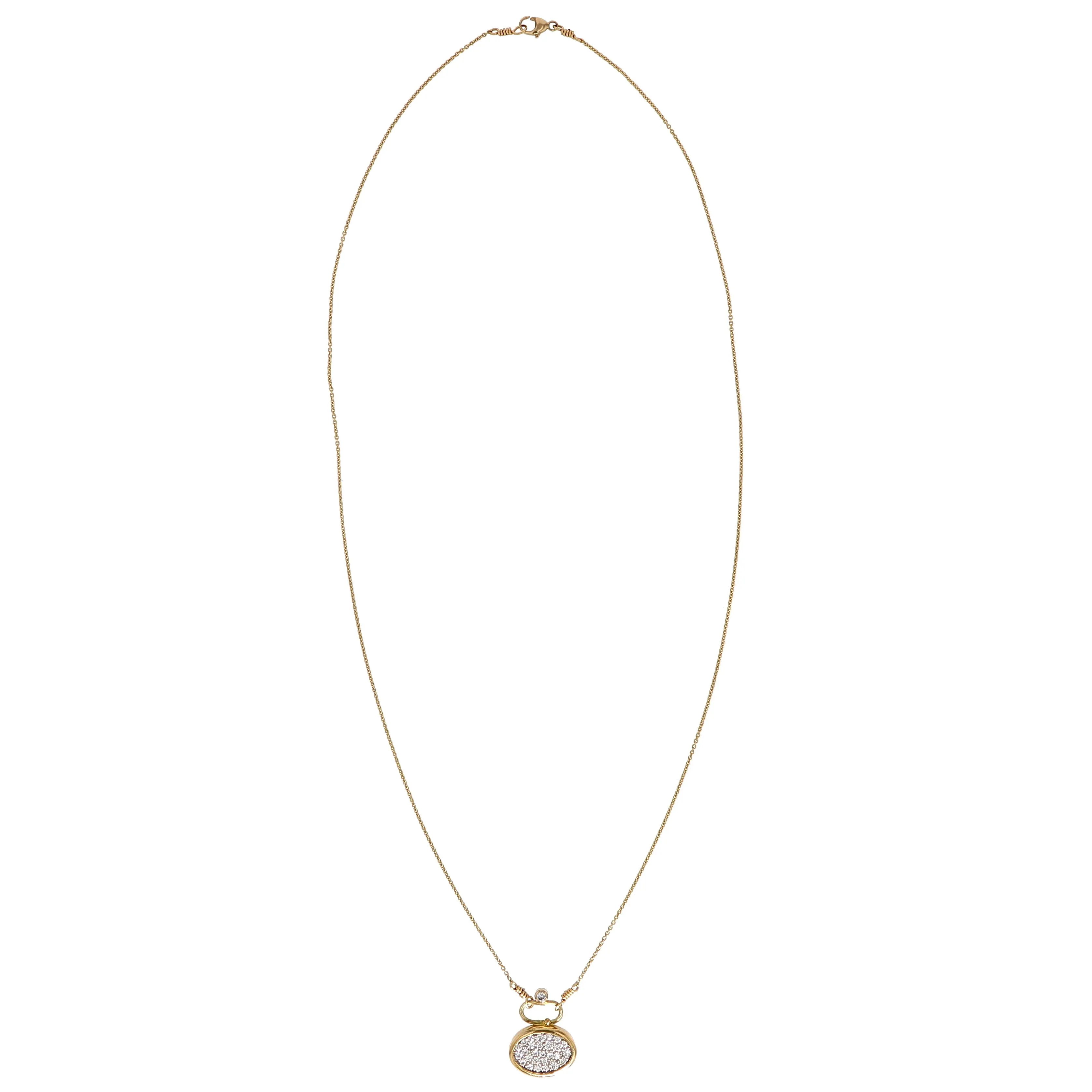 Pav?? 18K & 22K Gold & Whitegold Necklace w. 28 Diamonds