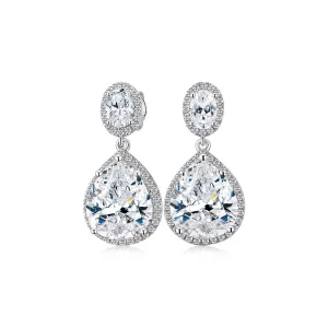 Pear and Oval halo stud earrings with 8.2 carats* of diamond simulants in 10 carat white gold