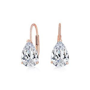 Pear drop earrings with 2 carats* of diamond simulants in 10 carat rose gold