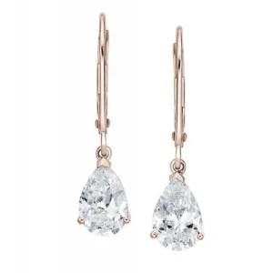 Pear drop earrings with 2 carats* of diamond simulants in 10 carat rose gold