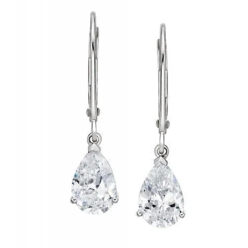 Pear drop earrings with 2 carats* of diamond simulants in 10 carat white gold