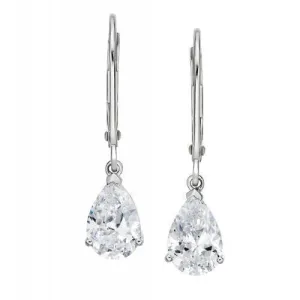 Pear drop earrings with 2 carats* of diamond simulants in 10 carat white gold
