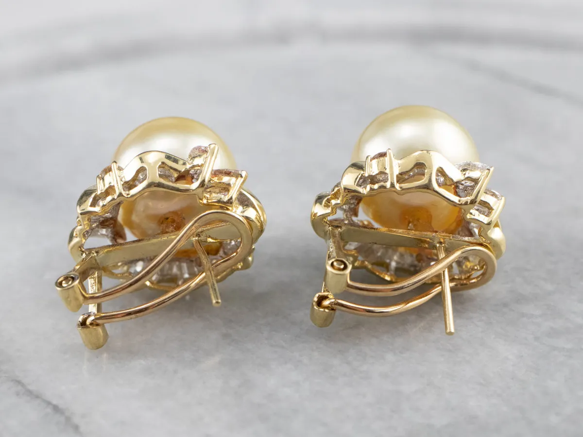 Pearl Diamond 18K Gold Statement Earrings