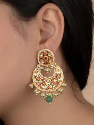 Pink Color Gold Plated Jadau Kundan Earrings - ME1171YP