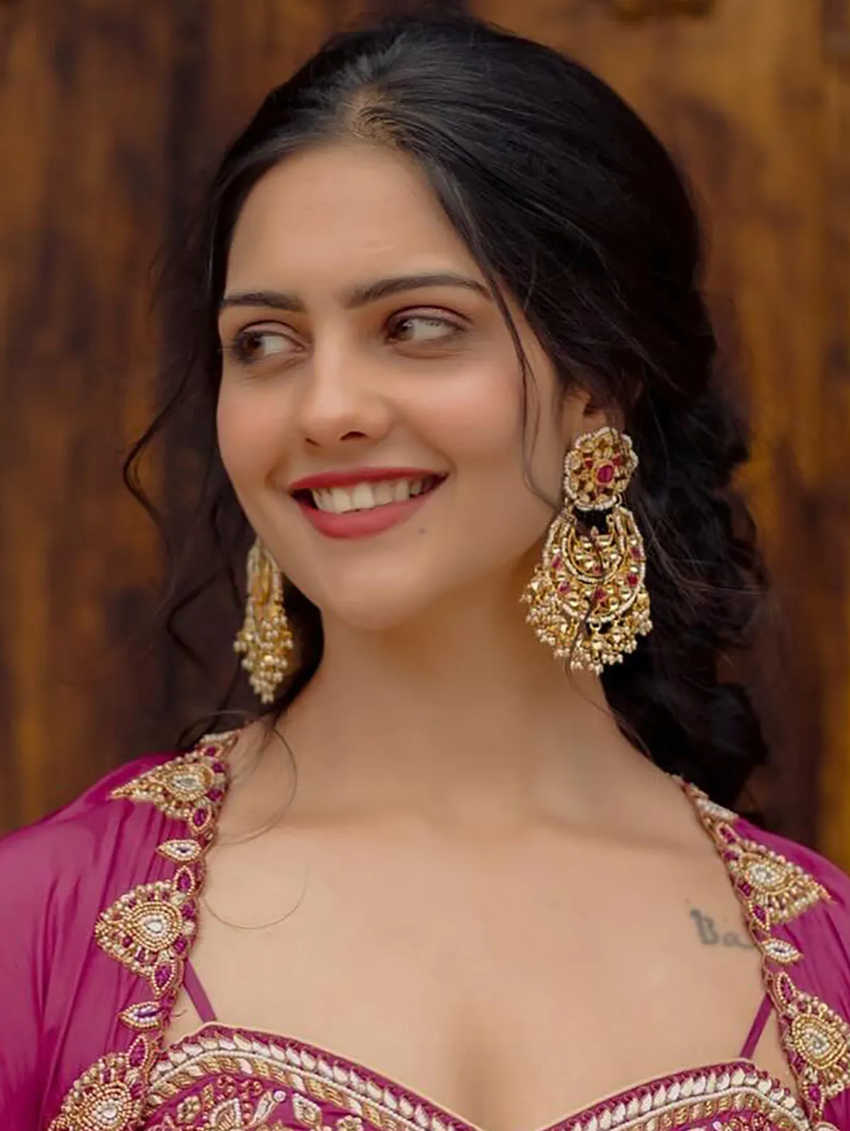 Pink Color Gold Plated Jadau Kundan Earrings - ME1YP