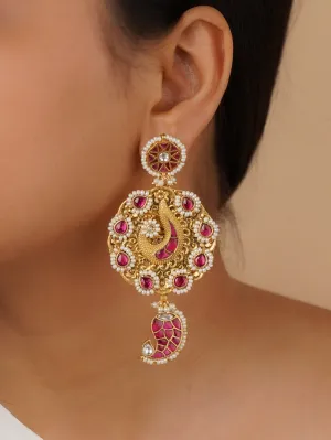 Pink Color Gold Plated Mishr Earrings - MR-E215P