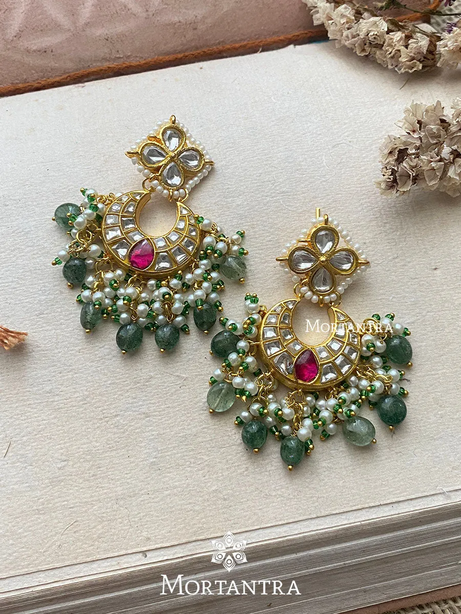 Pink Color Gold Plated Thappa Jadau Kundan Earrings - TJ-E24WP