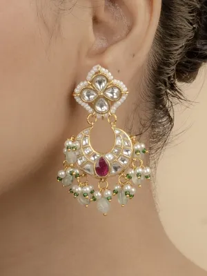 Pink Color Gold Plated Thappa Jadau Kundan Earrings - TJ-E24WP