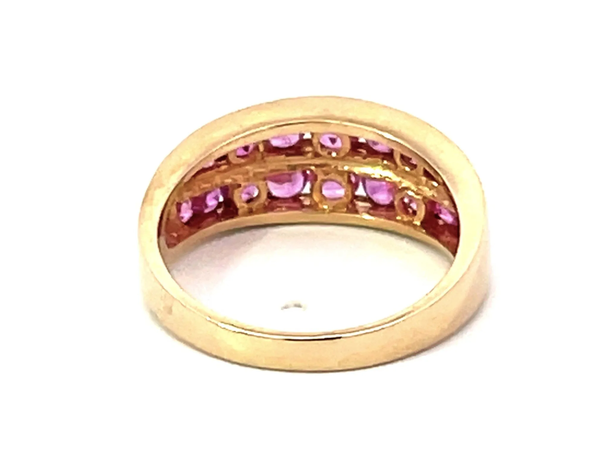 Pink Sapphire Channel Set 14k Yellow Gold Ring