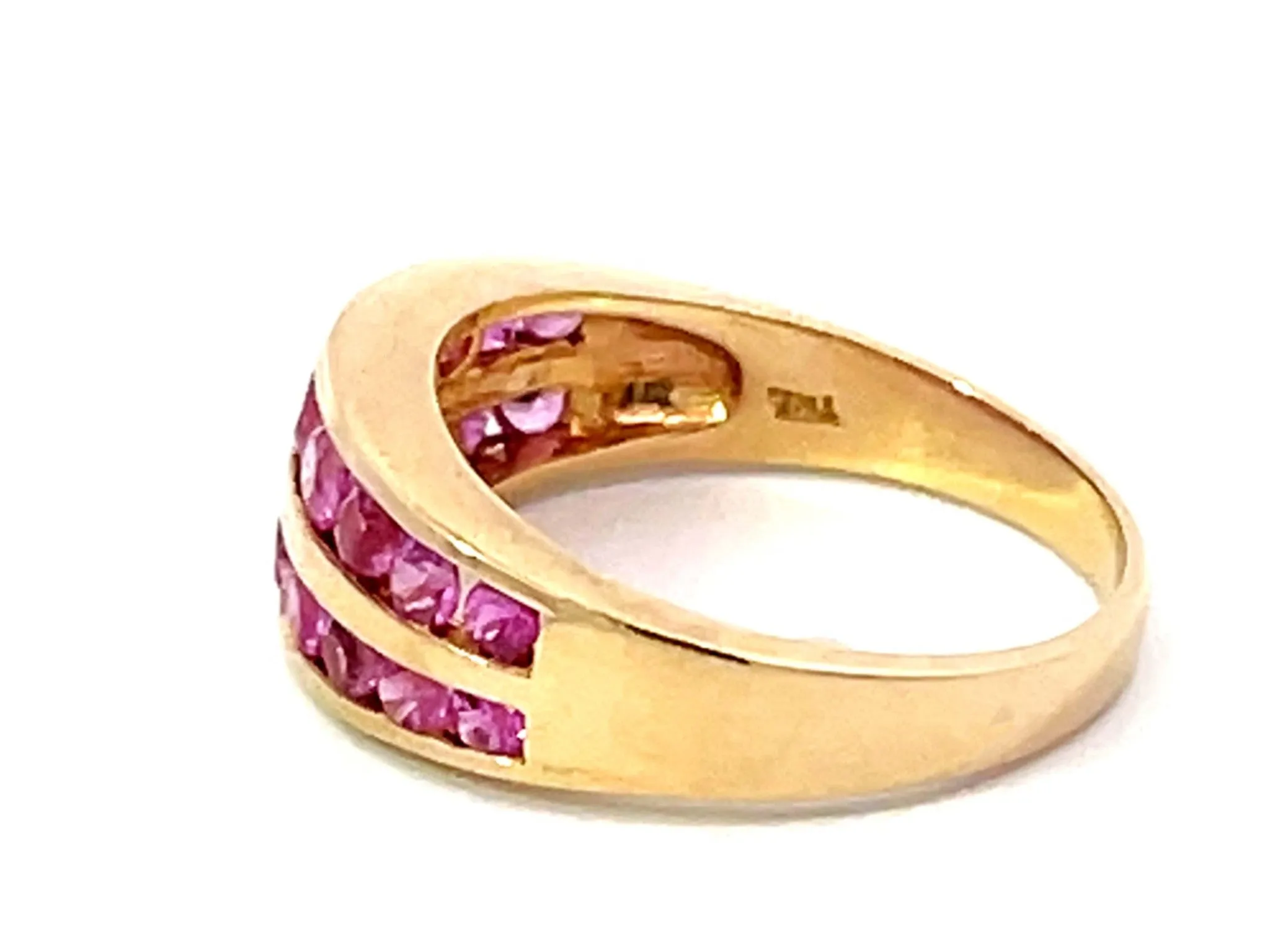 Pink Sapphire Channel Set 14k Yellow Gold Ring