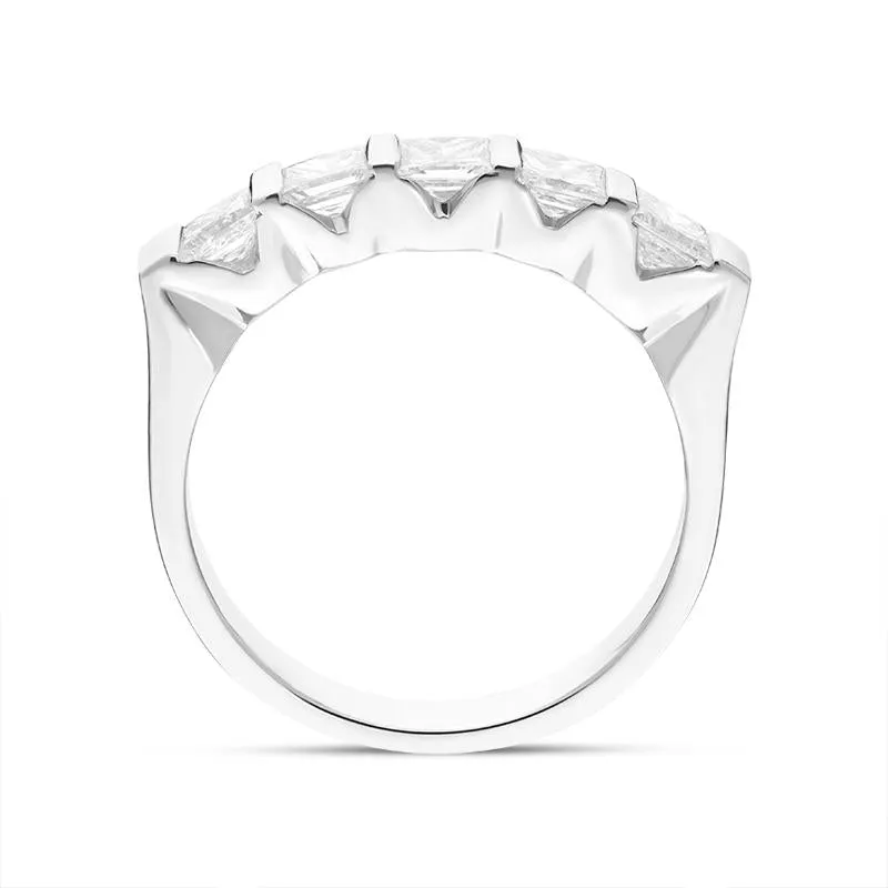 Platinum 1.15ct Diamond Five Stone Princess Cut Half Eternity Ring
