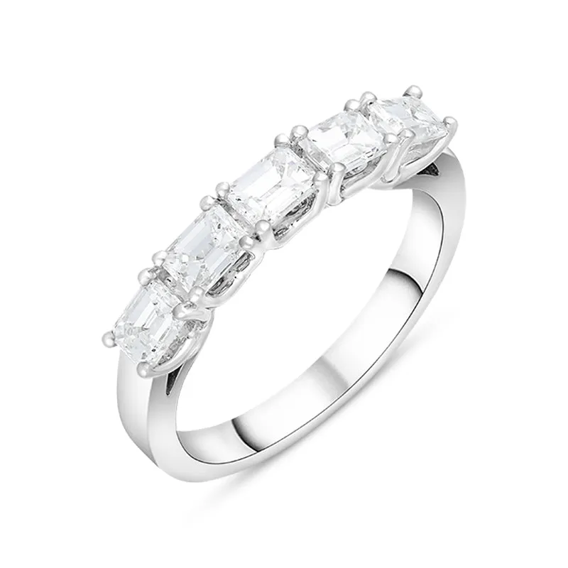 Platinum 1.28ct Diamond Emerald Cut Half Eternity Ring