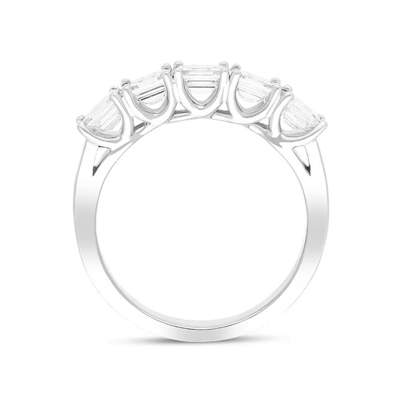 Platinum 1.28ct Diamond Emerald Cut Half Eternity Ring