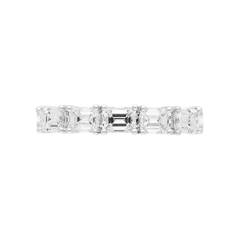 Platinum 1.28ct Diamond Emerald Cut Half Eternity Ring