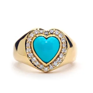 Puffed Heart Signet Ring