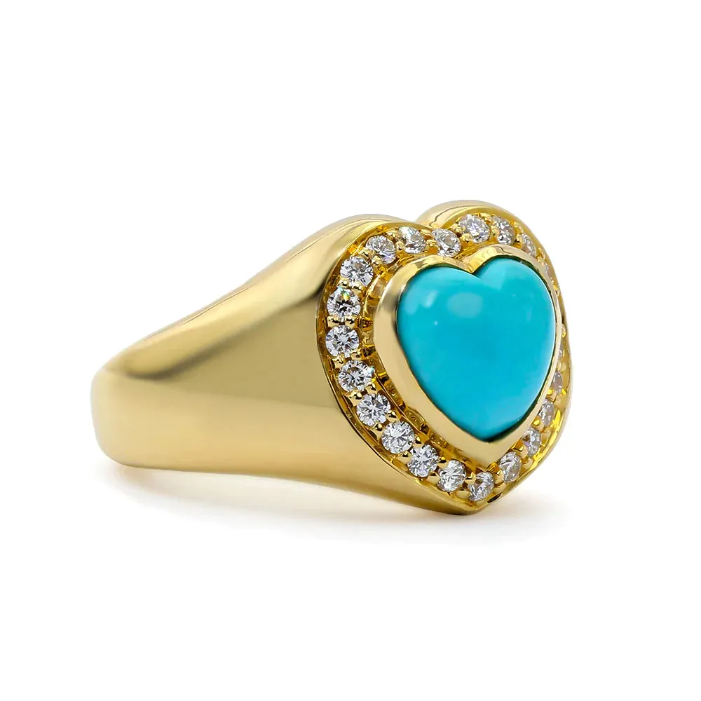 Puffed Heart Signet Ring