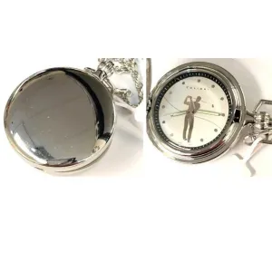 PW-209, Colibri Silver Pocket Watch with Golfer Design