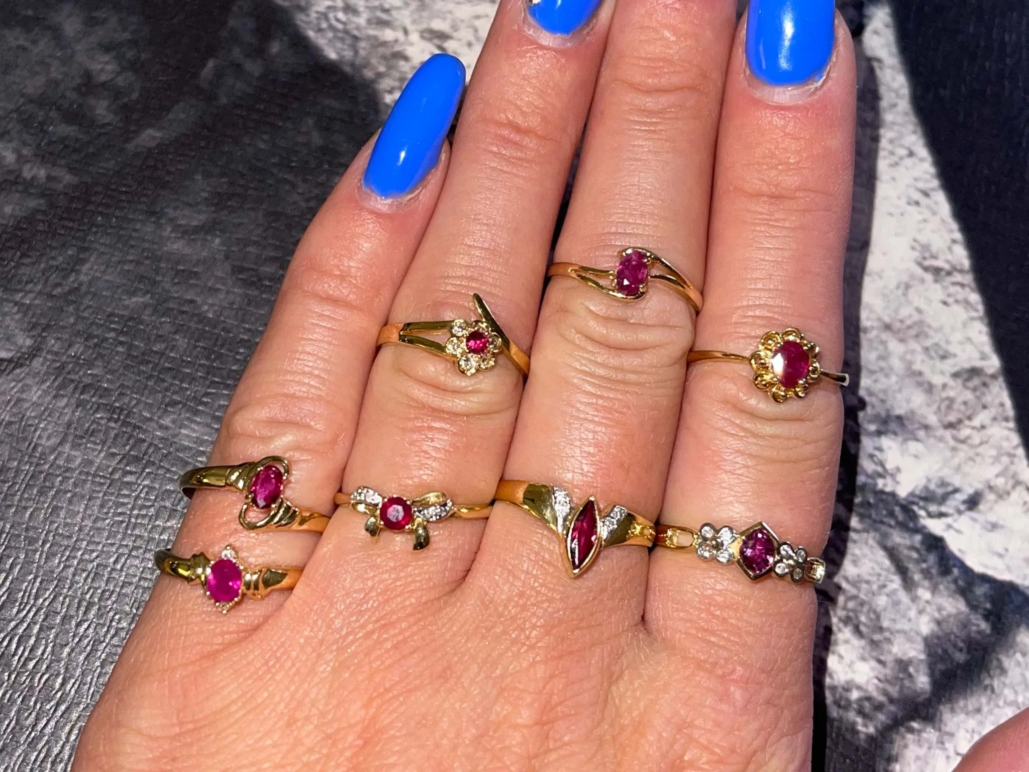 Red Ruby and Diamond Ring in 14k Yellow Gold