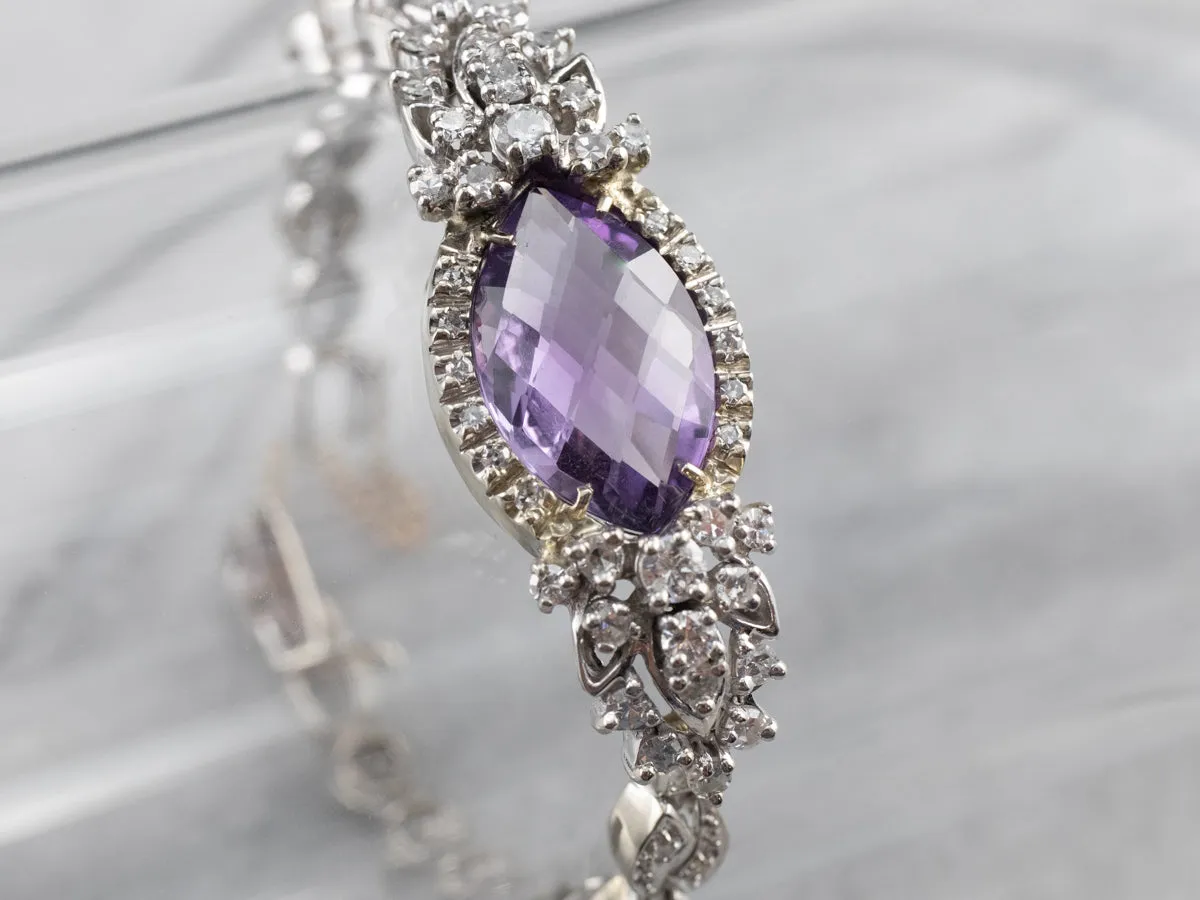 Retro Era Amethyst and Diamond Bracelet