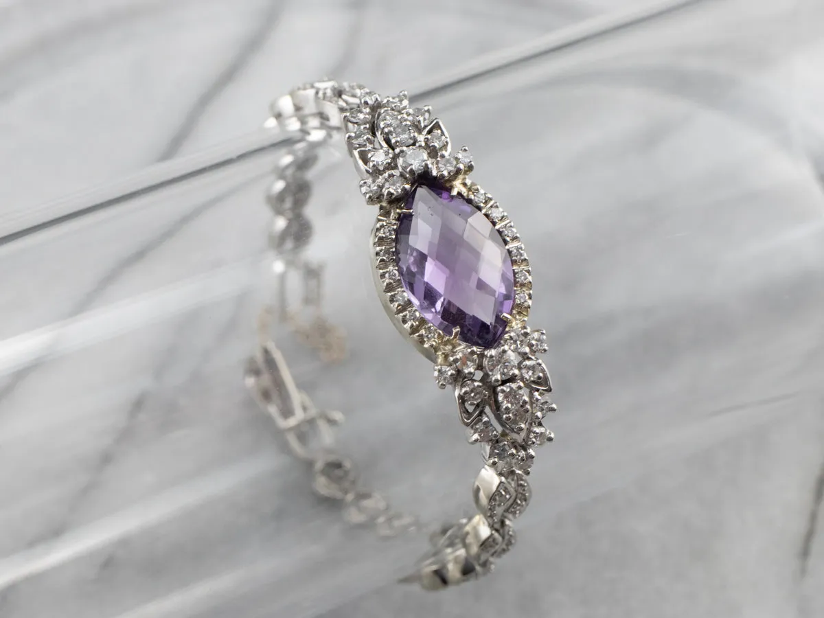 Retro Era Amethyst and Diamond Bracelet