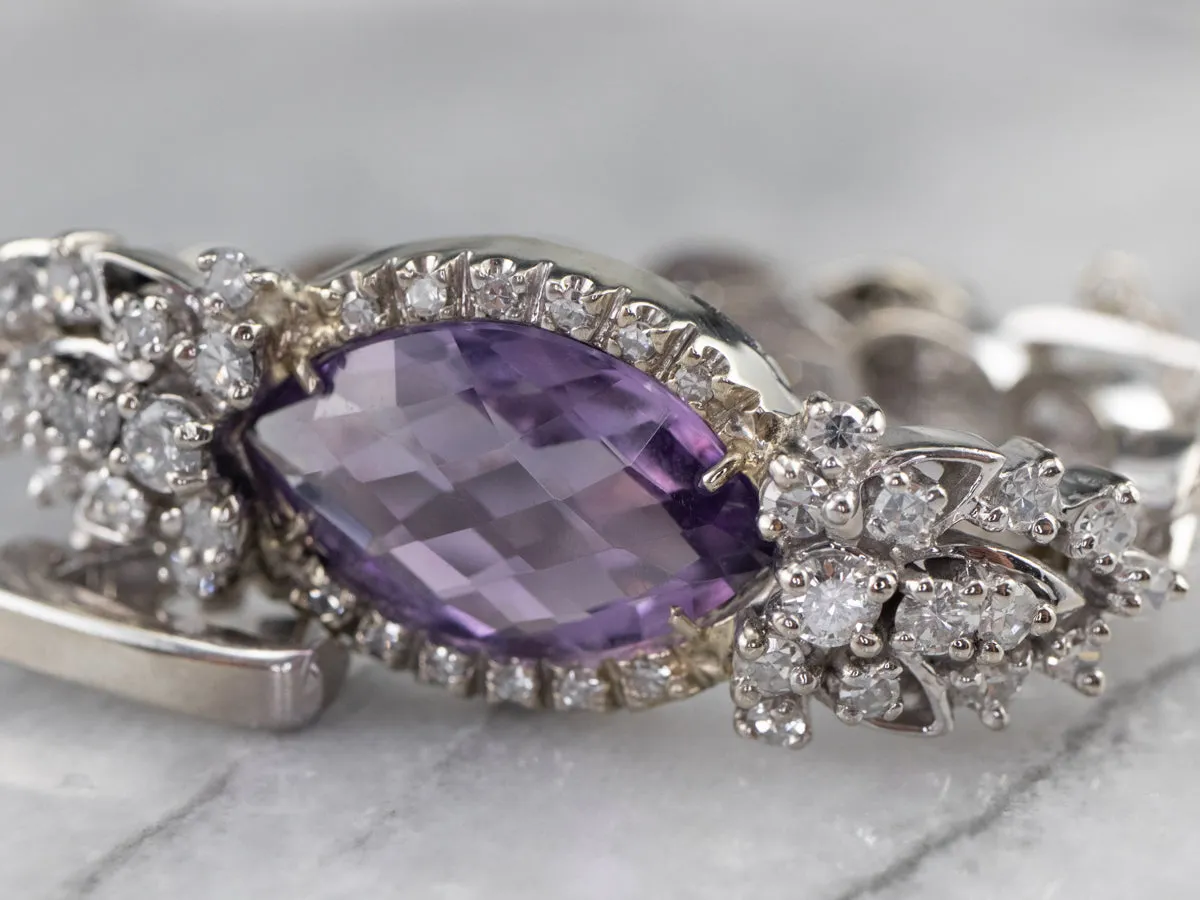 Retro Era Amethyst and Diamond Bracelet