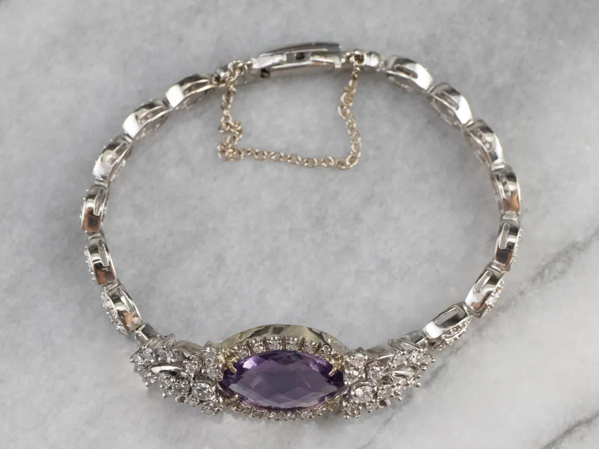 Retro Era Amethyst and Diamond Bracelet