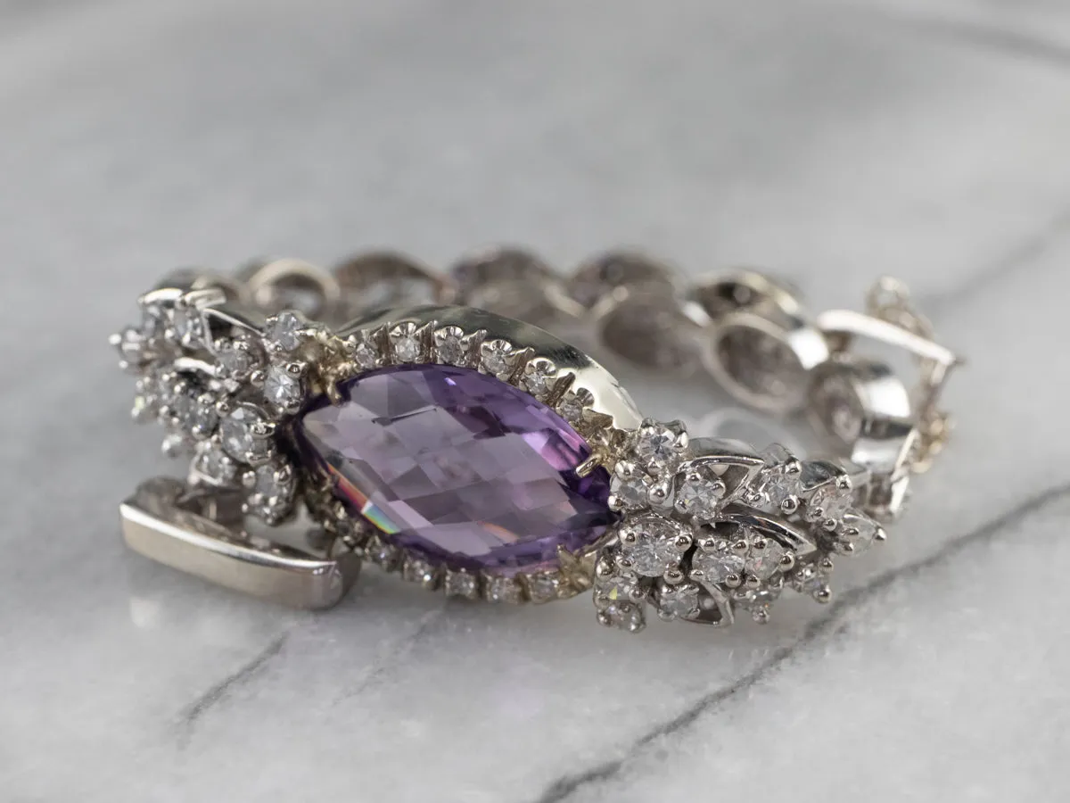 Retro Era Amethyst and Diamond Bracelet