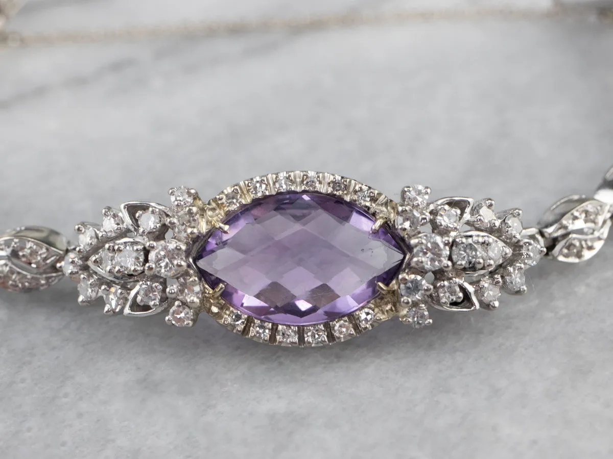 Retro Era Amethyst and Diamond Bracelet