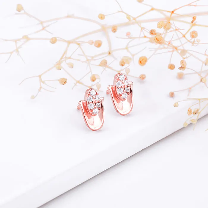 Rose Gold Classic Hamsa Earrings