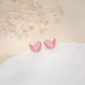 Rose Gold Made for Each Other Stud Earrings